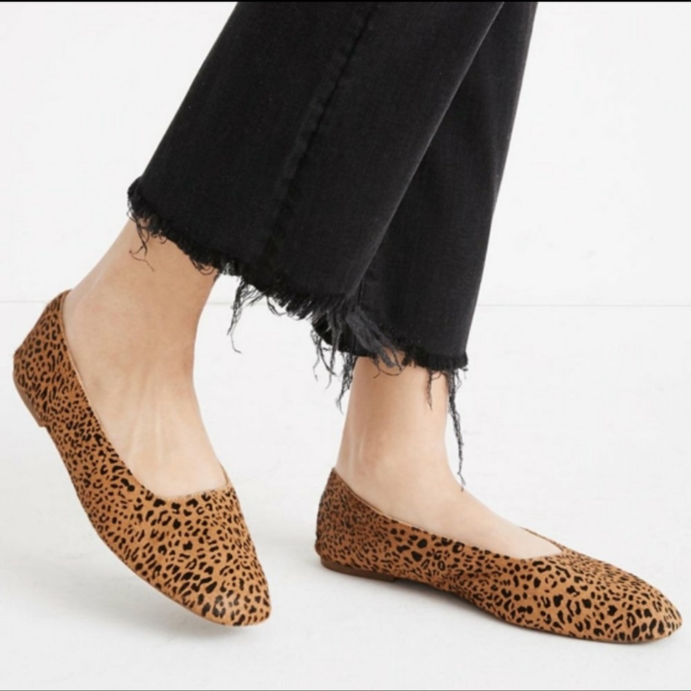 Madewell The Cory Flat in Leopard Calf Hair Sz 9.5